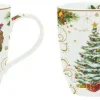 Easy Life Christmas Tableware: Set 2 assorted mugs in high quality Fine China