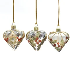 Goodwill Glass Mini Jewel Holly Heart Ornament 3 Assorted L 21728