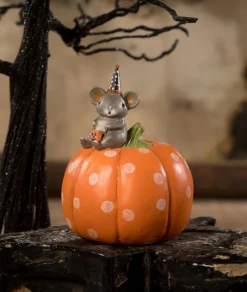 Bethany Lowe Halloween Mouse On Pumpkin MA2077