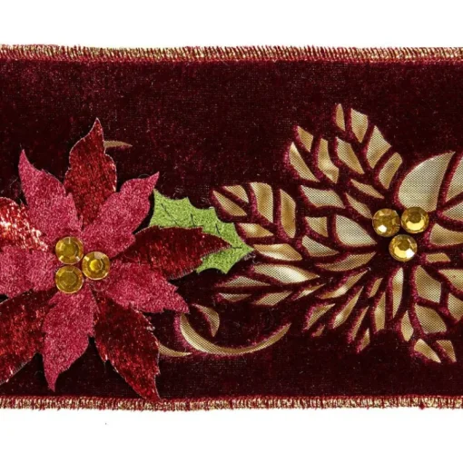 Katherine Collection Katherine's Collection Cut Out Poinsettia Ribbon Burgundy 08-783543 08-783543