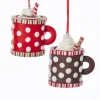 Kurt Adler Kurt S. Adler NYC D3059 Claydogh Hot Cocoa Cup Ornament 2 Assorted