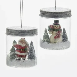 Kurt Adler Kurt S. Adler NYC Santa and Snowman in a Mason Jar Ornament 2 Assorted C6707