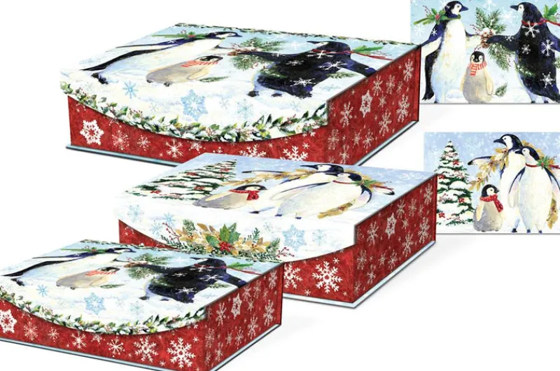 Goodwill Nested Flip Top 3 Boxes Snowy Penguins G 43081N