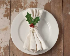 Bethany Lowe TF8627 Holly Leaf Napkin Ring