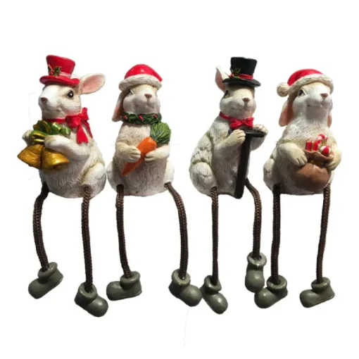 Willow Brooks Secret Christmas White bunny sitting on shelf 4 assorted WB1200 North Pole Christmas Shop London